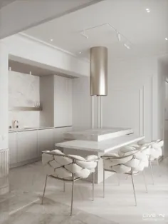 minimalistische und edle Küche |  geflochtene Stühle |  کوش مدرن