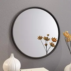 آینه های تزئینی حمام مشکی گرد - آینه دیواری قاب فلزی Circle 24X24