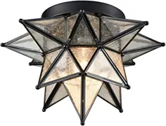 Dazhuan Moravian Star Light Flush Mount Celing Light Seeded Glass Shade Boho مراکش چراغ سقفی برای سرسرای آشپزخانه ، 1 نور