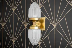 چراغ دیواری Deco Wall Sconce Brass Sconce Art Deco Globe |  اتسی