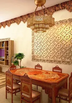 طراحی داخلی مدرن به سبک مراکشی شیک و راحتی را با رنگ های اتاق غنی ترکیب کرده است