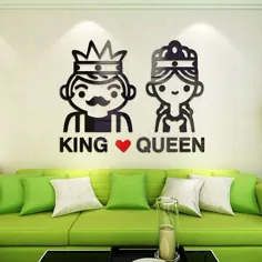 14.7 دلار آمریکا | دکوراسیون خلاقانه سه بعدی King and Queen Sweet Love Couples Design Acrylic Wall Stickers دیوار اتاق خواب دکوراسیون منزل هدیه عروسی | برچسب دیواری اکریلیک | برچسب های دیواری دیواری برچسب دیواری - AliExpress