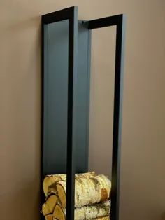 قفسه ELEGANT WALL FIREWOOD با محافظ دیواری / صفحه فلزی