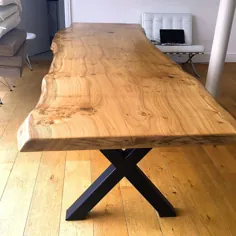 میز غذاخوری دست ساز لبه لبه بلوط با پایه های فلزی |  مبلمان Quercus