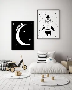چاپ سفارشی نام ماه به صورت سیاه و سفید برای اتاق کودک نو پا |  اتسی