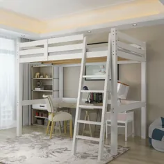 تختخواب کابین خواب بلندتر با نردبان تختخواب سفری چوبی جامد سفید بزرگسالان |  eBay