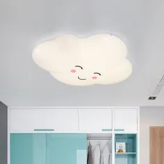 اکریلیک Happy Cloud LED Flush Mount Cartoon چراغ سقفی سفید برای اتاق خواب کودکان نزدیک به چراغ های سقفی
