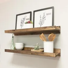 Del Hutson Designs Rustic Luxe 36 in W W 10 in. D Floating Dark Walnut Decorative Shelves (set of 2) -DHD1087dw - The Home Depot