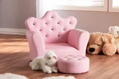 ست صندلی و تکیه گاه پا برای کودکان و نوجوانان 2 تکه مصنوعی صورتی و معاصر Baxton Studio Ava - عمده فروشی داخلی LD2210-Pink-CC
