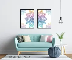 Mandala Duet III Art Colorful قابل چاپ در 8x10 و 12x16 |  اتسی