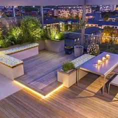 Roof Terrace Design penthouse apartment King's Cross Development، LED