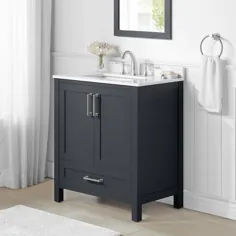 گزینه های سبک ادواردز ذغال سنگ 30 تایی زیر ظرفشویی غرور حمام تک ظرفشویی با سنگ مهندسی سفید بالا Lowes.com