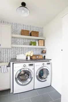 اتاق لباسشویی با کاغذ دیواری