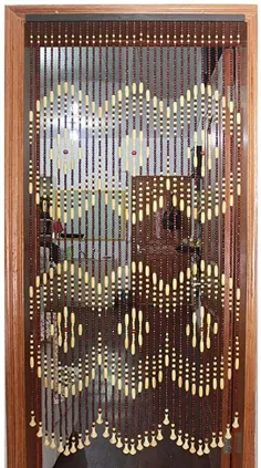 پرده تزیینی چوبی GuoWei برای درب اتاق تزئینی تقسیم کننده درب آویز صفحه نمایش درب روستایی (رنگ: A ، اندازه: 51 رشته-110x180 سانتی متر)