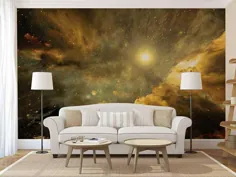 کهکشان دیواری دیواری ، کاغذ دیواری کهکشان زرد ، نقاشی دیواری دیوار کهکشان ، عکس برگردان دیواری از فضا