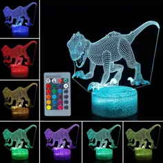 3D دایناسور شب نور لمسی کنترل از راه دور میز چراغ دکور میز تحفه میز تحریر