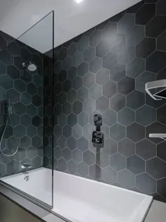 ایده های کاشی حمام - کاشی های شش ضلعی خاکستری
