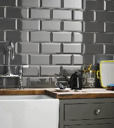 کاشی دیواری آشپزخانه خاکستری مترو زمینه مترو 100mm x 200 mm 50PP