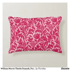 William Morris Thistle Damask، بالش تزئینی صورتی Fuchsia |  Zazzle.com