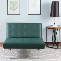 صندلی مبل تاشو قابل تبدیل چرمی PU - کاناپه تک مبل فوتونی خانگی Bonzy - کاناپه چرمی سبک مدرن Futons کوچک ، کاناپه کاناپه مبل یک نفره برای فضای کوچک (سبز)