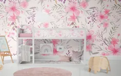 Linnea Wall Mural Flowers in Pink and Blush Wallpaper Floral |  اتسی