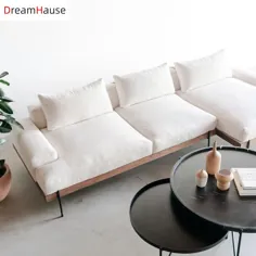 عمده فروشی Dreamhuase مبلمان خانگی اتاق نشیمن مجموعه راحتی راحتی مدرن با کوسن پارچه سفید سبک نصب شده را از m.alibaba.com تنظیم کنید