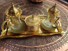 سرویس چای ترکی |  لیوان چای ترکی و بشقاب چای