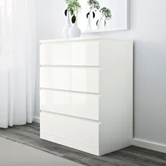 MALM سفید براق سفید ، چهار کشو ، 80x100 سانتی متر - IKEA