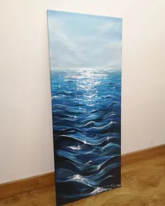 ال مار، دریا، موج، آبی، نقاشی اکریلیک روی بوم، آسمان