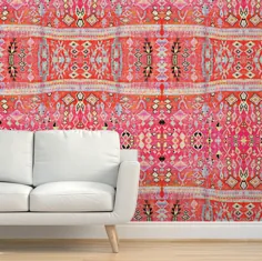 کاغذ دیواری شرقی طلوع آفتاب استوایی توسط Floraryfabrics صورتی |  اتسی