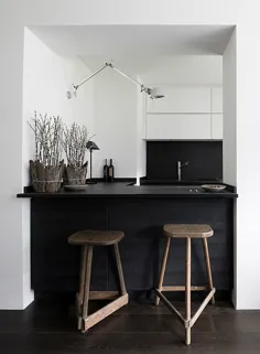 33 طرح آشپزخانه سیاه و سفید الهام گرفته |  دکوهولیک