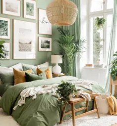 Grüne Natur Bilderwand و پوستر یوگا Schlafzimmer grün Eichenrahmen