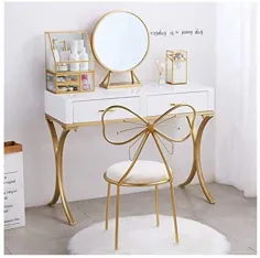 میز آرایش LEIHUA با ست میز آینه آینه ، میز آرایش چوبی سفید کودکان با 3 کشو میز آرایش مدرن (رنگ: سبک C ، اندازه: 1004075 سانتی متر)