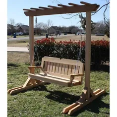 TMP Outdoor Furniture Red Cedar Post Style Arbor با ست تاب ویکتوریا