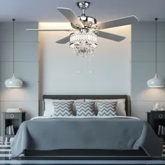 Costway 52 "Classic Crystal Crystal Fan Lamp Lamp with 5 Reversible Blades Pull Chain Home - Walmart.com
