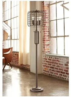 Farmhouse Industrial Vintage Floor Lamp Floor Bronze Open Cage Metal Cage 3-Light Antique LED Edison Bulbs Dimmable Decor برای اتاق نشیمن اتاق خواب اتاق خواب دفتر کار خانگی Uplight - Franklin Iron Works