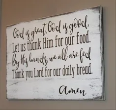 خدا بزرگ است ، خدا خوب است ، تزئین دیوار اتاق ناهار خوری ، نشانه نماز ، نماز آشپزخانه ، هنر دیوار آشپزخانه ، علائم آشپزخانه ، نماز اتاق ناهار خوری