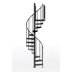 Mylen STAIRS Condor Black Interior 42in قطر ، متناسب با ارتفاع 85in - 95in ، 2 42in Tall Platform Rails Spiral Staircase Staircase-EP42B09B004 - The Home Depot