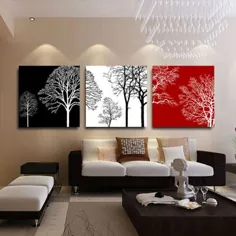 7.7 دلار 45٪ تخفیف | درخت سیاه و قرمز سیاه و سفید دیوار هنر مدرن نقاشی رنگ روغن دکوراسیون خانه برای اتاق نشیمن پوستر تصویر روی بوم 3 قطعه / مجموعه | دکوراسیون برای اتاق نشیمن | دیوار هنر مدرن - AliExpress