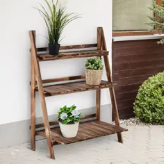 3 طبقه گلدان گلدان پایه قفسه نمایش نردبان باغ قفسه مرحله سبک چوبی |  eBay
