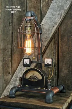 لامپ Steampunk ، متر برنجی و پایه مس # 202 - فروخته شده است
