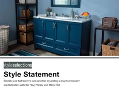 گزینه های سبک 48 ​​تو در توالت حمام سینک تک ظرفشویی آبی با بالا از مرمر سفید (آینه شامل) Lowes.com