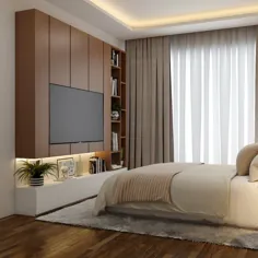 طرح های واحد تلویزیون اتاق خواب - کابینت و پانل |  کافه طراحی