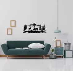 Metal Wall Art Mountains دکور دیوار فلزی Deer Housewarming |  اتسی