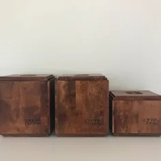 قوطی مجموعه ای از قوطی های ساخته شده از باریبو قوطی های چوبی |  اتسی