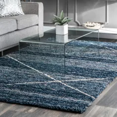 فرش هندسی دست ساز Tufted Blue