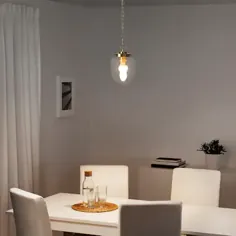lampTERSKEN لامپ آویز ، شیشه ای شفاف ، بیضی شکل - IKEA