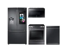 یخچال و فریزر 3 درب خانواده توپی سامسونگ + محدوده برقی کشویی + ماشین ظرفشویی خطی + بسته آشپزخانه مایکروویو در رنگ سیاه ضد زنگ