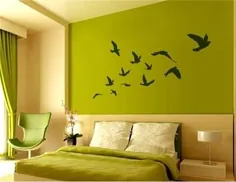 تابلوچسبهای دیواری دیواری پی وی سی طراحی شده پرنده (100 * 28 سانتی متر) (سیاه)