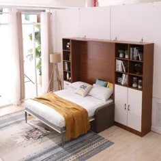 مبل جدا + تختخواب دیواری مخفی افقی کوئین ، صرفه جویی در فضا ، تخت مورفی تاشو (QH-001D)